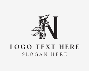 Law Firm - Medieval Vine Letter N logo design