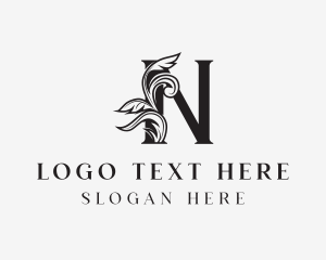 Strategist - Medieval Vine Letter N logo design