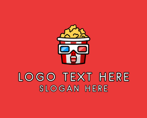 Junk Food - 3D Glasses Popcorn logo design