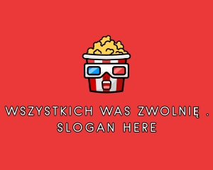 3D Glasses Popcorn  logo design