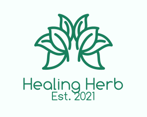 Green Symmetric Herb  logo design