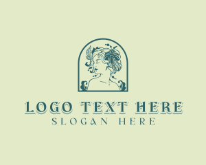 Cloche Hat - Floral Woman Skincare logo design