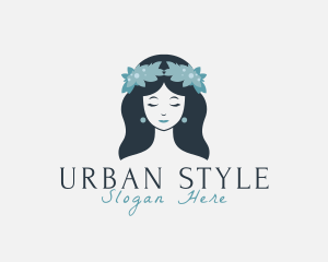 Salon - Floral Headdress Girl logo design