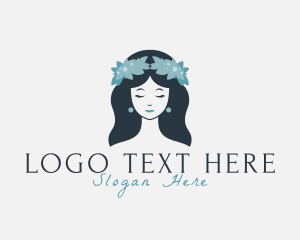 Girl - Floral Headdress Girl logo design