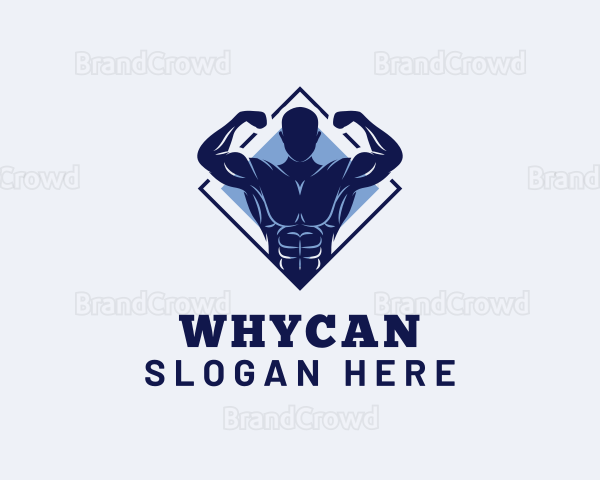 Muscular Bodybuilder Gym Logo