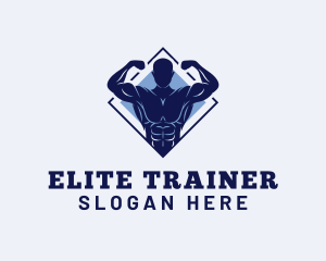 Muscular Bodybuilder Gym logo design