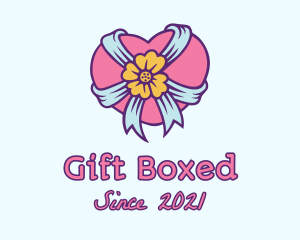 Heart Flower Ribbon logo design