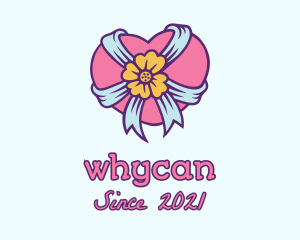 Online Relationship - Heart Flower Ribbon logo design