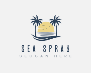 Beach Palm Tree Sea logo design