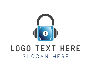Vault - Headphones Vault Lock logo design