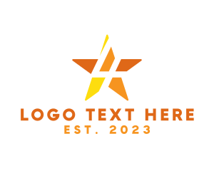 Orange Star - Modern Tech Star Number 4 logo design