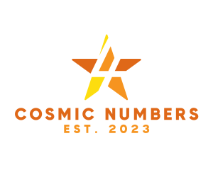 Numerology - Modern Tech Star Number 4 logo design