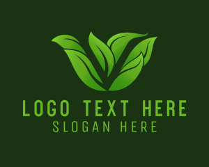 Natural Leaf Garden Letter V Logo