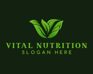 Natural Leaf Letter V logo design