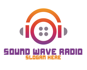 Radio Station - Circle DJ Headphones logo design