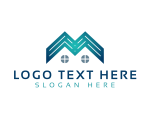 Shelter - Realty Roofing Letter M logo design