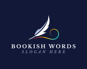 Literary - Quill Writing Calligraphy logo design