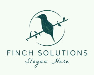 Perched Finch Bird logo design