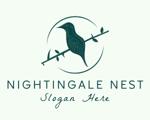 Nightingale - Perched Finch Bird logo design