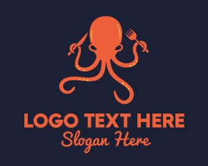 Kraken - Orange Octopus Restaurant logo design