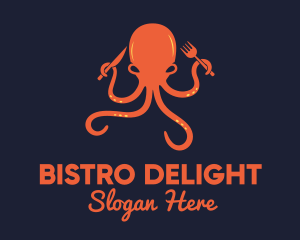 Orange Octopus Restaurant  logo design