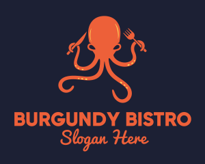 Orange Octopus Restaurant  logo design