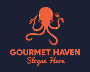 Orange Octopus Restaurant  logo design