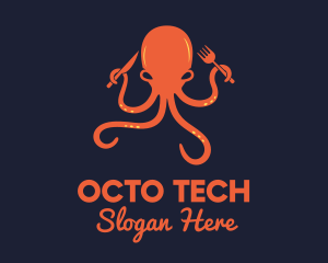 Orange Octopus Restaurant  logo design