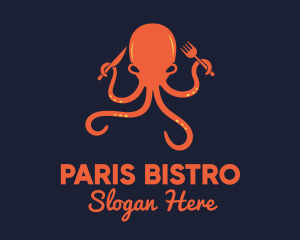 Orange Octopus Restaurant  logo design