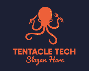 Tentacle - Orange Octopus Restaurant logo design