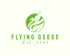 Geese - Elegant Leaf Duck Swan logo design