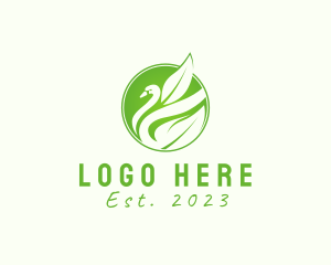 Elegant Leaf Duck Swan logo design