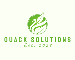 Duck - Elegant Leaf Duck Swan logo design