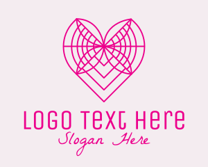 Floral Arrangement - Minimalist Pink Butterfly Heart logo design