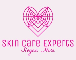 Minimalist Pink Butterfly Heart  logo design