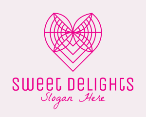 Minimalist Pink Butterfly Heart  logo design