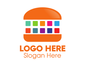 Lunch - Colorful Digital Burger logo design