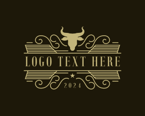 Saloon - Western Ox Bull logo design
