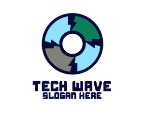 Techno - Thunder DJ Disc logo design