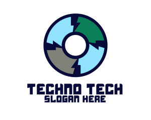 Techno - Thunder DJ Disc logo design