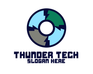 Thunder DJ Disc logo design