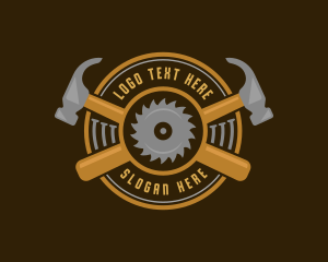 Woodwork - Carpentry Hammer Sawmill logo design
