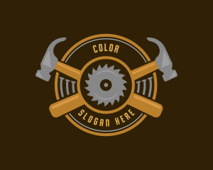 Carpentry Hammer Sawmill Logo