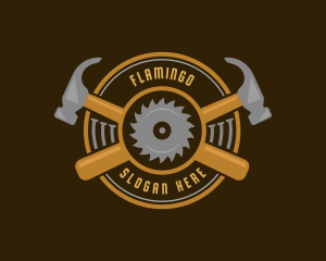 Carpentry Hammer Sawmill Logo