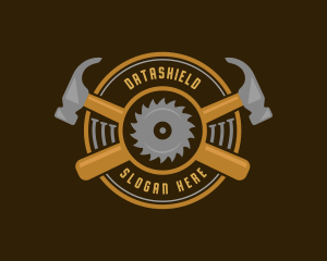 Carpentry Hammer Sawmill Logo