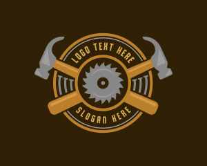 Sawmill - Carpentry Hammer Sawmill logo design