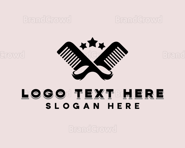 Mustache Comb Haircut Logo