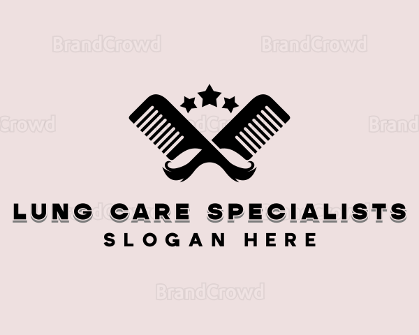 Mustache Comb Haircut Logo