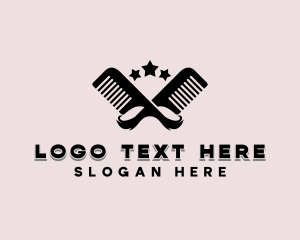 Grooming - Mustache Comb Haircut logo design