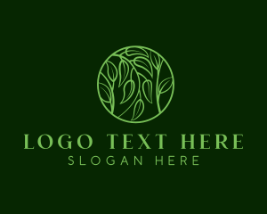 Line Art - Leafy Herbs Wreath logo design